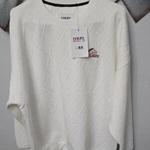 USFL White Cable Knit Sweater
